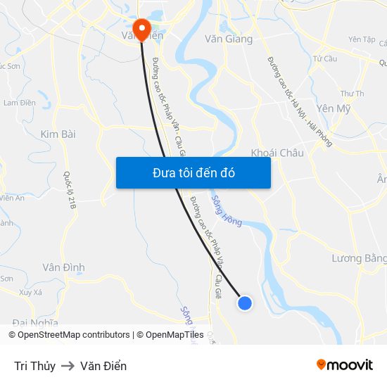 Tri Thủy to Văn Điển map