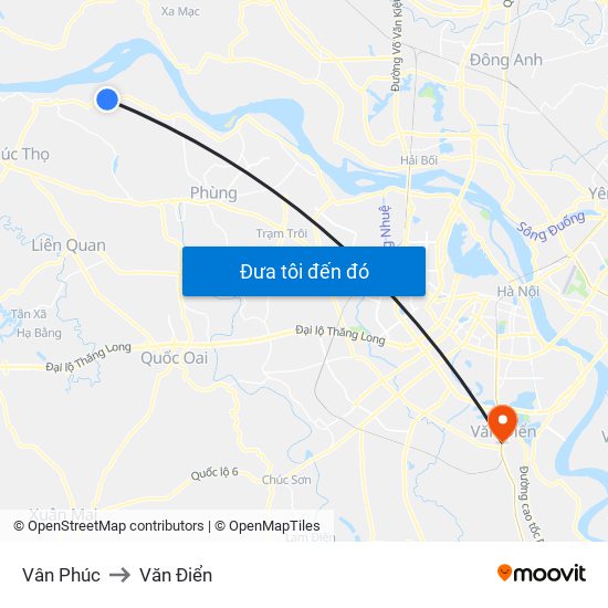 Vân Phúc to Văn Điển map