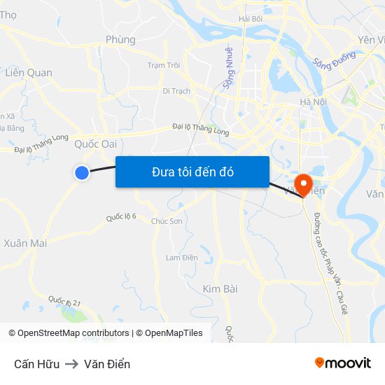 Cấn Hữu to Văn Điển map