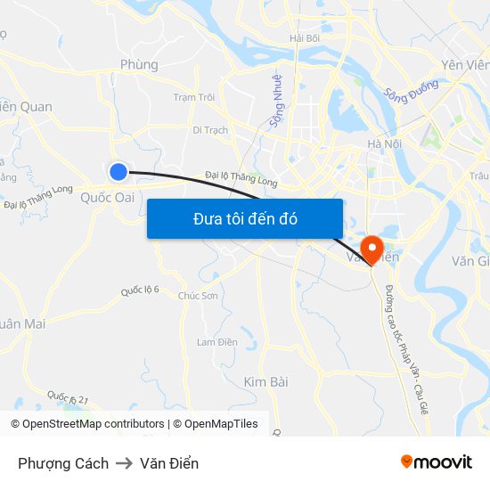 Phượng Cách to Văn Điển map