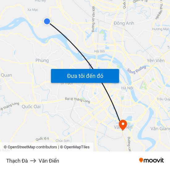 Thạch Đà to Văn Điển map