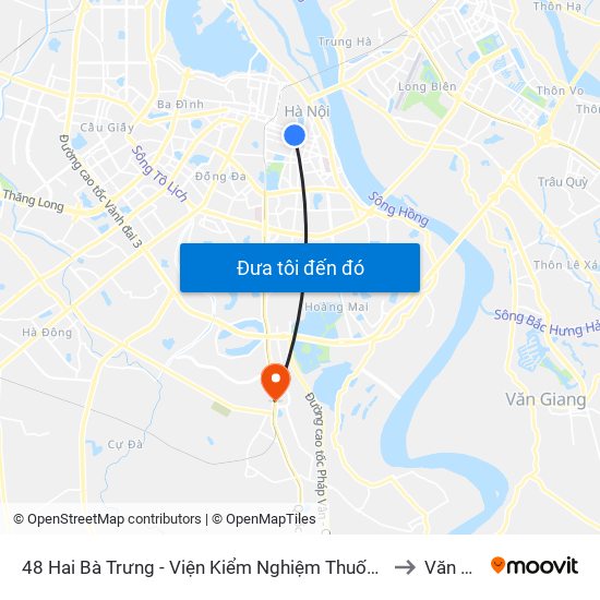 48 Hai Bà Trưng - Viện Kiểm Nghiệm Thuốc Trung Ương to Văn Điển map