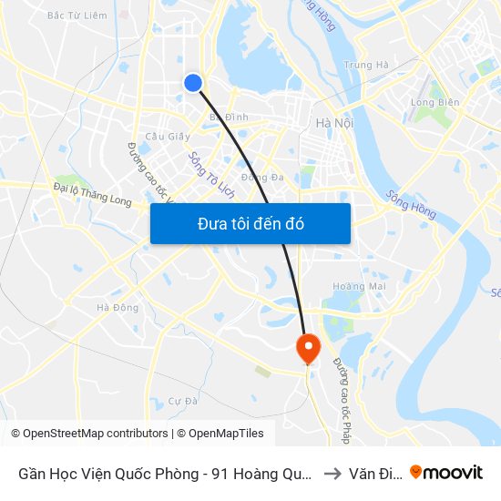 Gần Học Viện Quốc Phòng - 91 Hoàng Quốc Việt to Văn Điển map