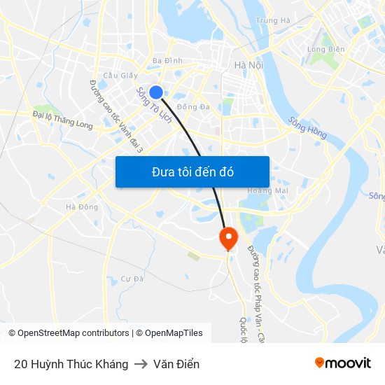 20 Huỳnh Thúc Kháng to Văn Điển map