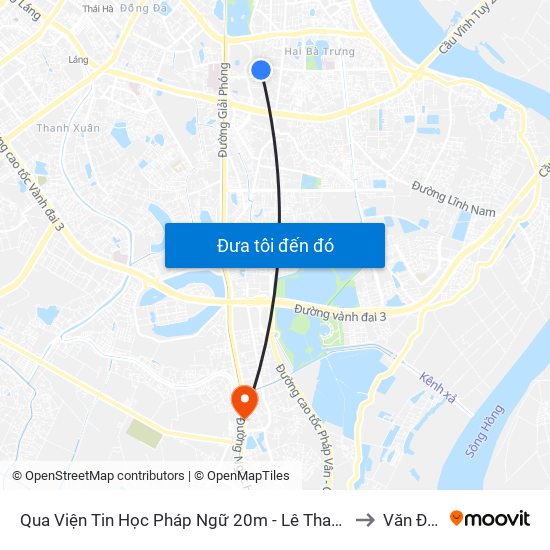 Qua Viện Tin Học Pháp Ngữ 20m - Lê Thanh Nghị to Văn Điển map