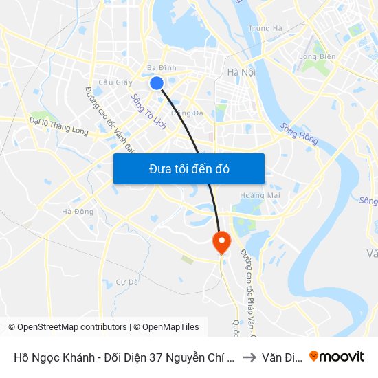 Hồ Ngọc Khánh - Đối Diện 37 Nguyễn Chí Thanh to Văn Điển map