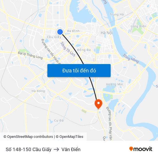 Số 148-150 Cầu Giấy to Văn Điển map