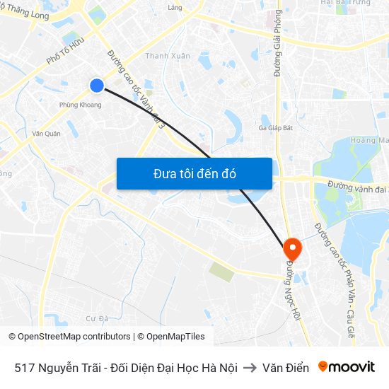 517 Nguyễn Trãi - Đối Diện Đại Học Hà Nội to Văn Điển map