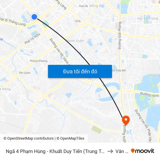 Ngã 4 Phạm Hùng - Khuất Duy Tiến (Trung Tâm Hội Nghị Quốc Gia) to Văn Điển map