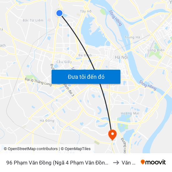 96 Phạm Văn Đồng (Ngã 4 Phạm Văn Đồng - Xuân Đỉnh) to Văn Điển map