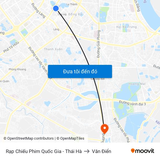 Rạp Chiếu Phim Quốc Gia - Thái Hà to Văn Điển map