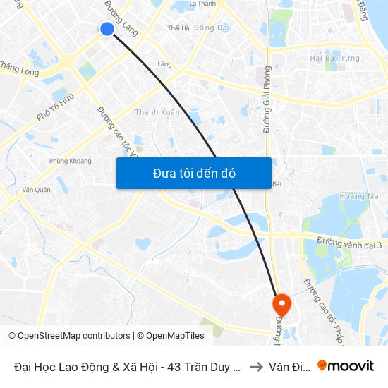 Đại Học Lao Động & Xã Hội - 43 Trần Duy Hưng to Văn Điển map