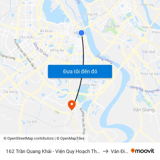 162 Trần Quang Khải - Viện Quy Hoạch Thủy Lợi to Văn Điển map
