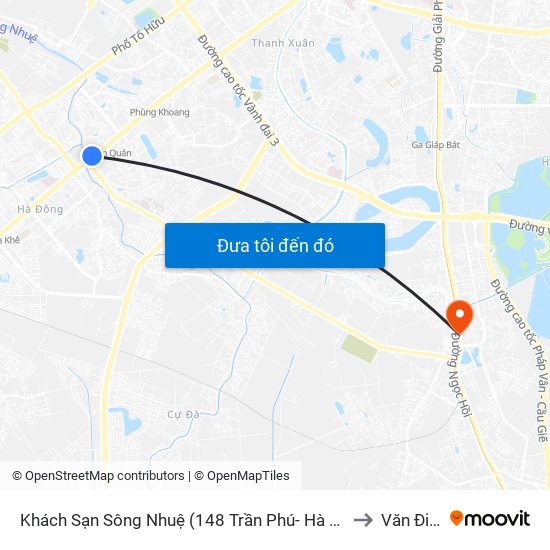 Khách Sạn Sông Nhuệ (148 Trần Phú- Hà Đông) to Văn Điển map