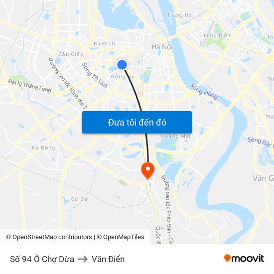 Số 94 Ô Chợ Dừa to Văn Điển map