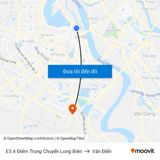 E3.4 Điểm Trung Chuyển Long Biên to Văn Điển map