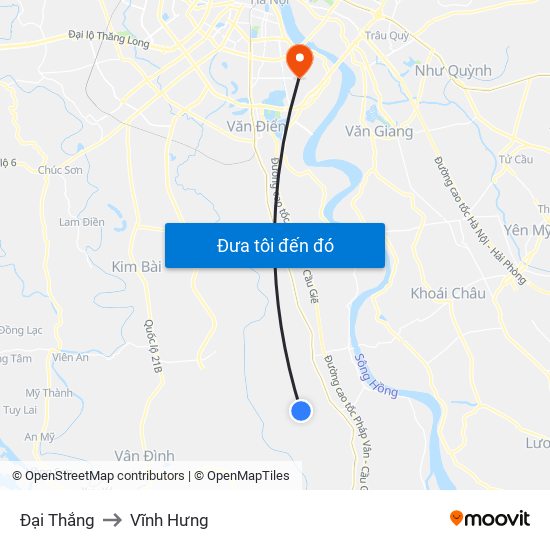 Đại Thắng to Vĩnh Hưng map