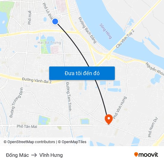 Đống Mác to Vĩnh Hưng map