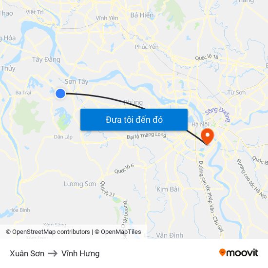 Xuân Sơn to Vĩnh Hưng map