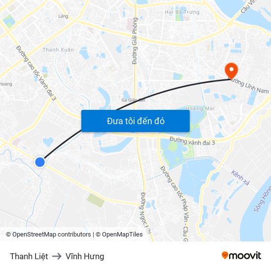 Thanh Liệt to Vĩnh Hưng map