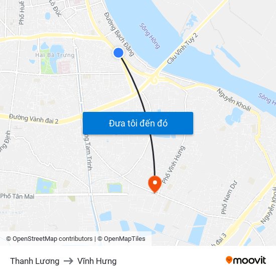 Thanh Lương to Vĩnh Hưng map