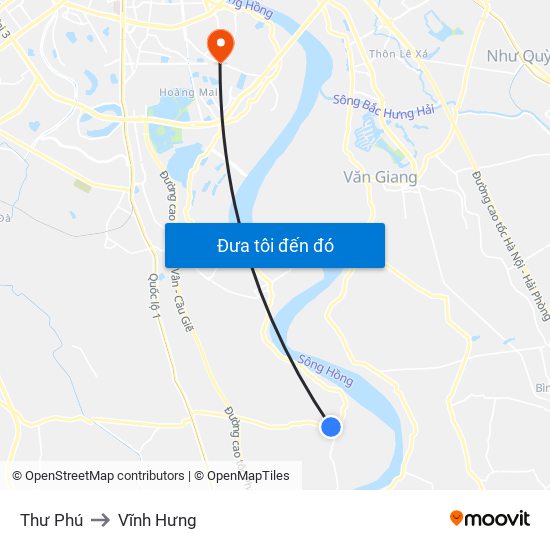 Thư Phú to Vĩnh Hưng map