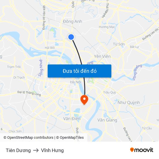 Tiên Dương to Vĩnh Hưng map