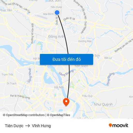 Tiên Dược to Vĩnh Hưng map