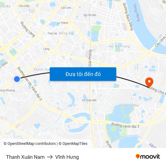 Thanh Xuân Nam to Vĩnh Hưng map