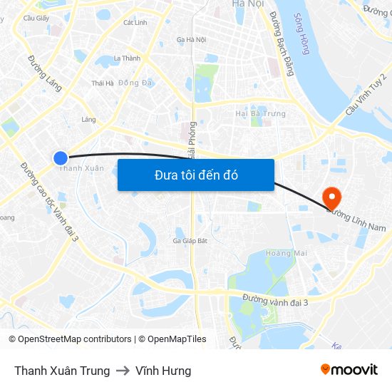 Thanh Xuân Trung to Vĩnh Hưng map