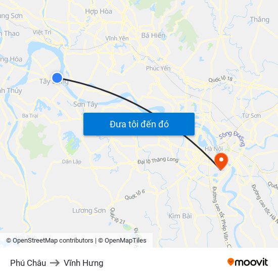 Phú Châu to Vĩnh Hưng map