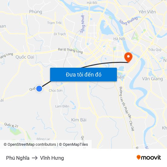Phú Nghĩa to Vĩnh Hưng map