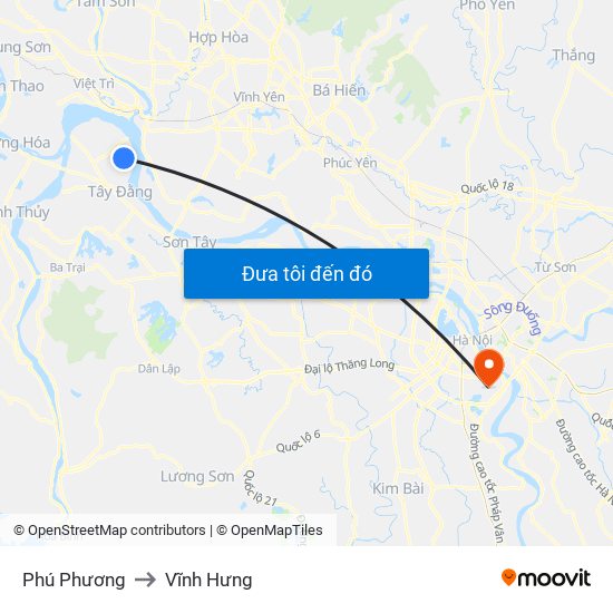 Phú Phương to Vĩnh Hưng map