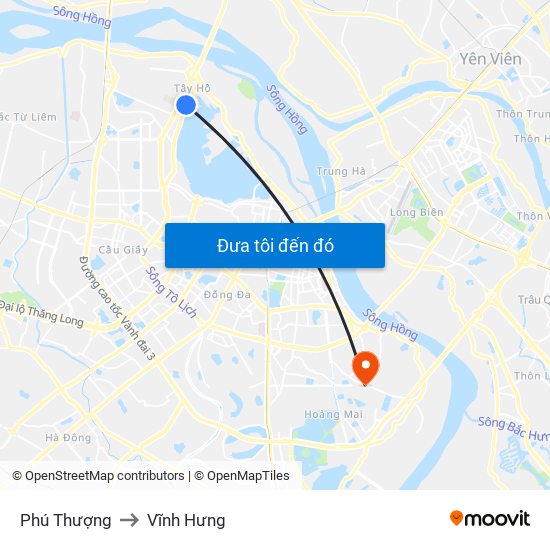 Phú Thượng to Vĩnh Hưng map