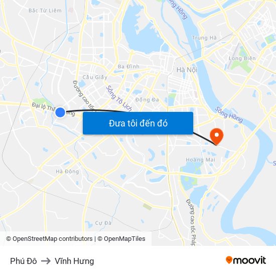 Phú Đô to Vĩnh Hưng map