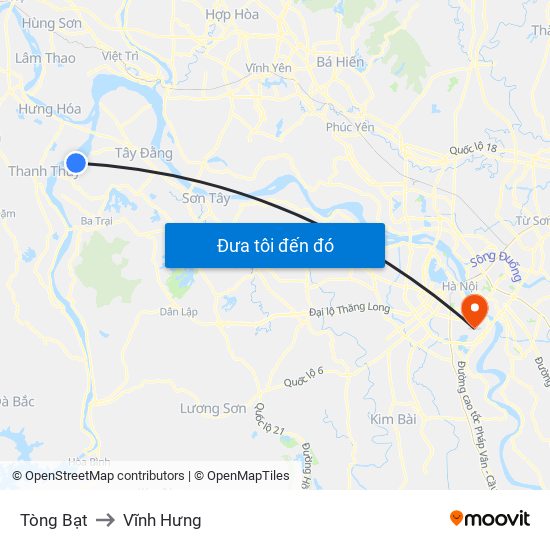 Tòng Bạt to Vĩnh Hưng map