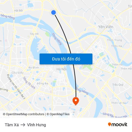 Tầm Xá to Vĩnh Hưng map