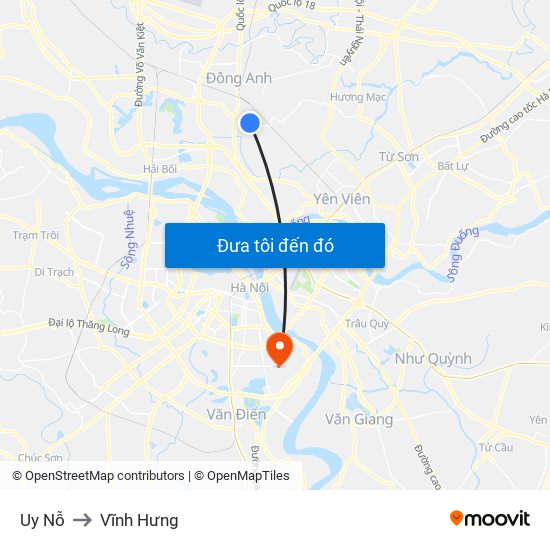 Uy Nỗ to Vĩnh Hưng map