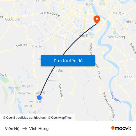 Viên Nội to Vĩnh Hưng map