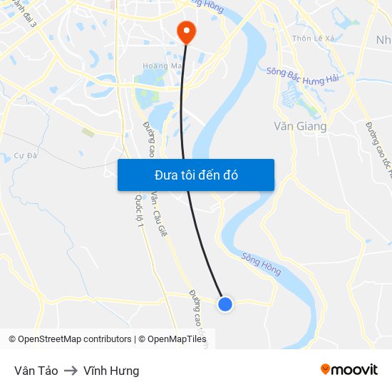 Vân Tảo to Vĩnh Hưng map
