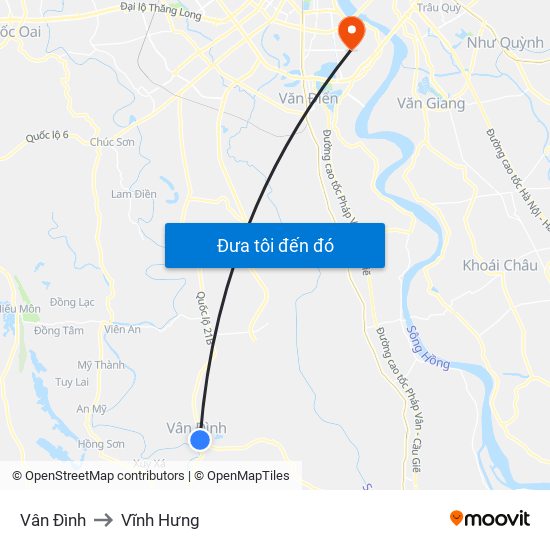 Vân Đình to Vĩnh Hưng map
