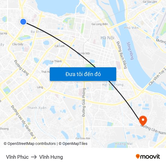 Vĩnh Phúc to Vĩnh Hưng map