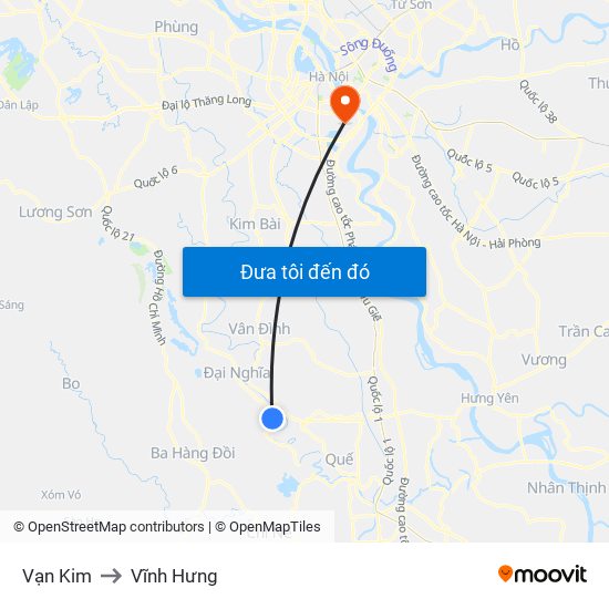 Vạn Kim to Vĩnh Hưng map