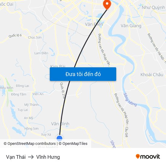 Vạn Thái to Vĩnh Hưng map