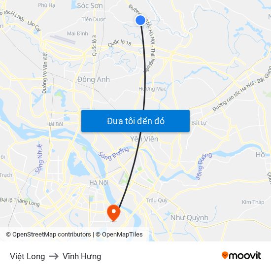 Việt Long to Vĩnh Hưng map