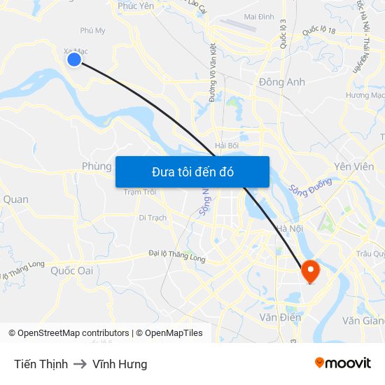 Tiến Thịnh to Vĩnh Hưng map