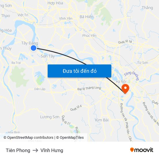 Tiên Phong to Vĩnh Hưng map