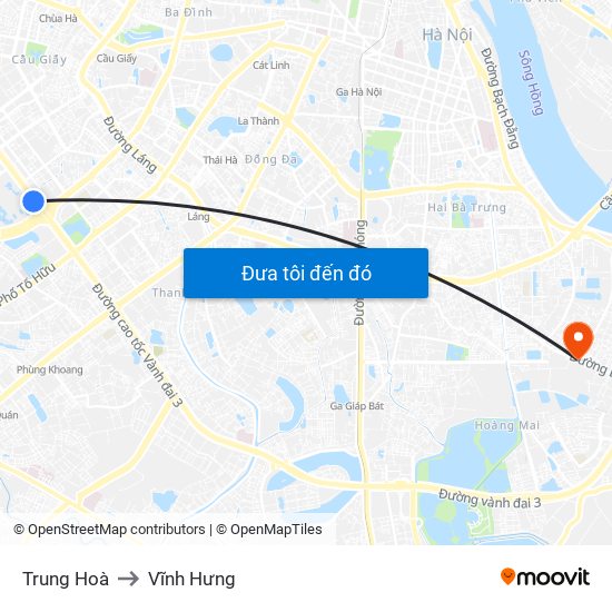 Trung Hoà to Vĩnh Hưng map