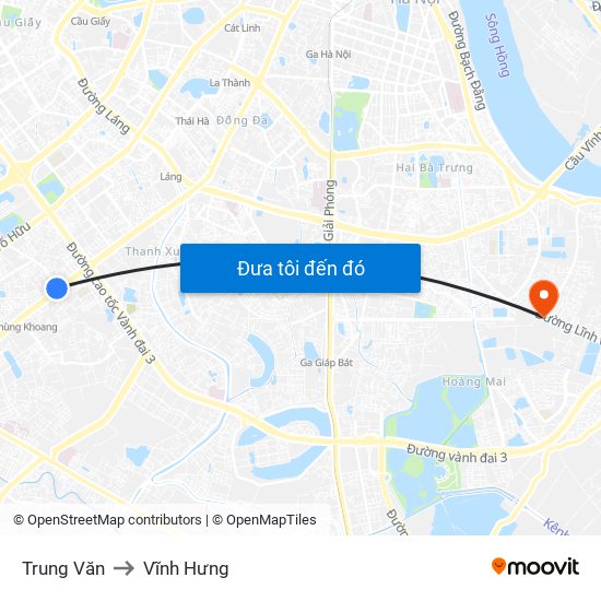 Trung Văn to Vĩnh Hưng map