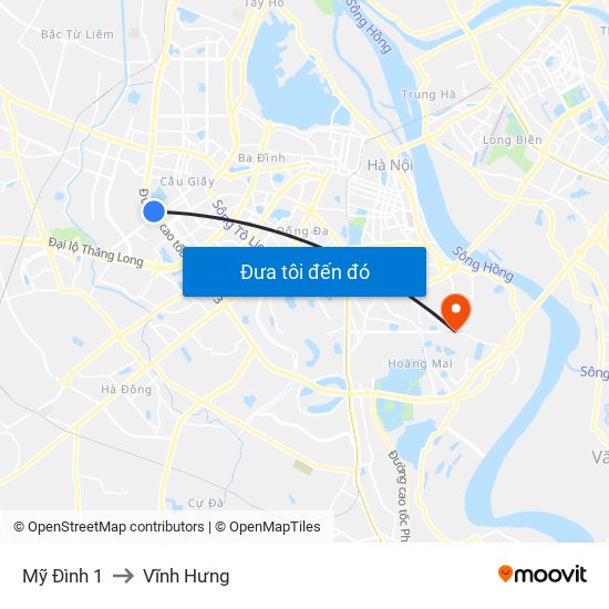 Mỹ Đình 1 to Vĩnh Hưng map